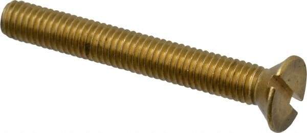 Value Collection - #10-32 UNF, 1-1/2" OAL Slotted Drive Machine Screw - Flat Head, Brass, Without Washer - Eagle Tool & Supply