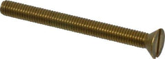 Value Collection - #10-32 UNF, 2" OAL Slotted Drive Machine Screw - Flat Head, Brass, Without Washer - Eagle Tool & Supply