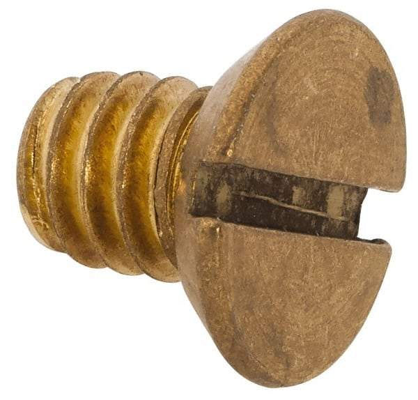 Value Collection - 1/4-20 UNC, 3/8" OAL Slotted Drive Machine Screw - Flat Head, Brass, Uncoated, Without Washer - Eagle Tool & Supply