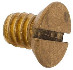 Value Collection - 1/4-20 UNC, 3/8" OAL Slotted Drive Machine Screw - Flat Head, Brass, Uncoated, Without Washer - Eagle Tool & Supply