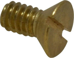 Value Collection - 1/4-20 UNC, 1/2" OAL Slotted Drive Machine Screw - Flat Head, Brass, Without Washer - Eagle Tool & Supply