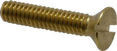 Value Collection - 1/4-20 UNC, 1-1/4" OAL Slotted Drive Machine Screw - Flat Head, Brass, Without Washer - Eagle Tool & Supply