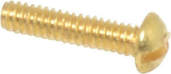 Value Collection - #2-56 UNC, 3/8" Length Under Head Slotted Drive Machine Screw - Round Head, Brass, Uncoated, Without Washer - Eagle Tool & Supply