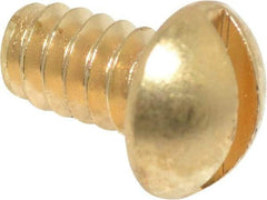 Value Collection - #6-32 UNC, 1/4" Length Under Head Slotted Drive Machine Screw - Round Head, Brass, Without Washer - Eagle Tool & Supply