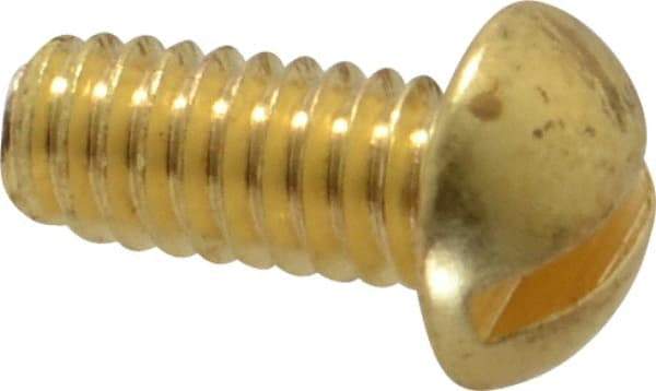 Value Collection - #8-32 UNC, 3/8" Length Under Head Slotted Drive Machine Screw - Round Head, Brass, Without Washer - Eagle Tool & Supply