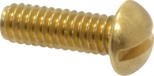 Value Collection - #8-32 UNC, 1/2" Length Under Head Slotted Drive Machine Screw - Round Head, Brass, Without Washer - Eagle Tool & Supply