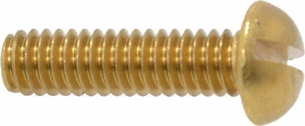 Value Collection - #8-32 UNC, 5/8" Length Under Head Slotted Drive Machine Screw - Round Head, Brass, Without Washer - Eagle Tool & Supply