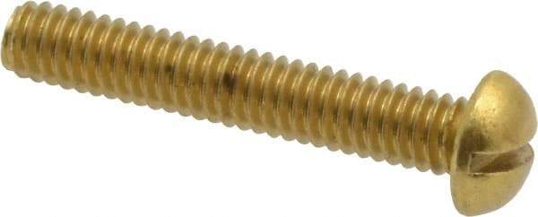 Value Collection - #8-32 UNC, 1" Length Under Head Slotted Drive Machine Screw - Round Head, Brass, Without Washer - Eagle Tool & Supply