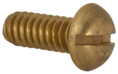 Value Collection - #10-24 UNC, 1/2" Length Under Head Slotted Drive Machine Screw - Round Head, Brass, Without Washer - Eagle Tool & Supply