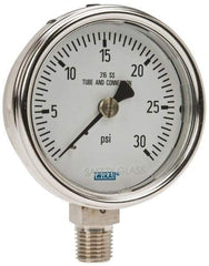 Wika - 2-1/2" Dial, 1/4 Thread, 0-30 Scale Range, Pressure Gauge - Lower Connection Mount, Accurate to 2-1-2% of Scale - Eagle Tool & Supply
