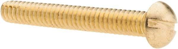 Value Collection - #10-24 UNC, 1-1/2" Length Under Head Slotted Drive Machine Screw - Round Head, Brass, Without Washer - Eagle Tool & Supply