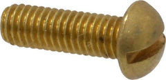 Value Collection - #10-32 UNF, 5/8" Length Under Head Slotted Drive Machine Screw - Round Head, Brass, Without Washer - Eagle Tool & Supply