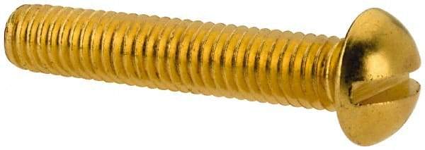 Value Collection - #10-32 UNF, 1" Length Under Head Slotted Drive Machine Screw - Round Head, Brass, Without Washer - Eagle Tool & Supply