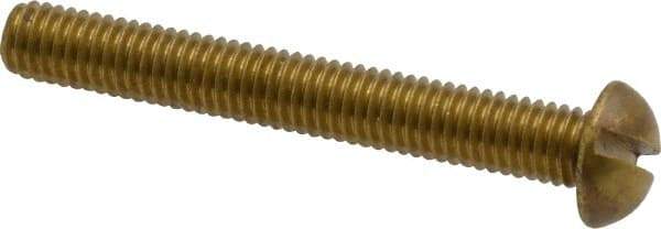 Value Collection - #10-32 UNF, 1-1/2" Length Under Head Slotted Drive Machine Screw - Round Head, Brass, Without Washer - Eagle Tool & Supply