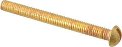 Value Collection - #10-32 UNF, 2" Length Under Head Slotted Drive Machine Screw - Round Head, Brass, Without Washer - Eagle Tool & Supply