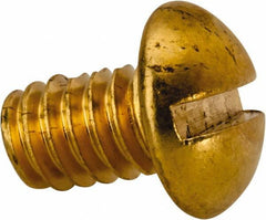 Value Collection - 1/4-20 UNC, 3/8" Length Under Head Slotted Drive Machine Screw - Round Head, Brass, Uncoated, Without Washer - Eagle Tool & Supply