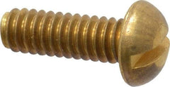 Value Collection - 1/4-20 UNC, 3/4" Length Under Head Slotted Drive Machine Screw - Round Head, Brass, Without Washer - Eagle Tool & Supply