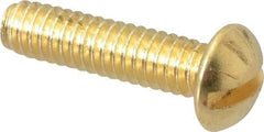 Value Collection - 1/4-20 UNC, 1" Length Under Head Slotted Drive Machine Screw - Round Head, Brass, Without Washer - Eagle Tool & Supply