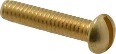 Value Collection - 1/4-20 UNC, 1-1/4" Length Under Head Slotted Drive Machine Screw - Round Head, Brass, Without Washer - Eagle Tool & Supply