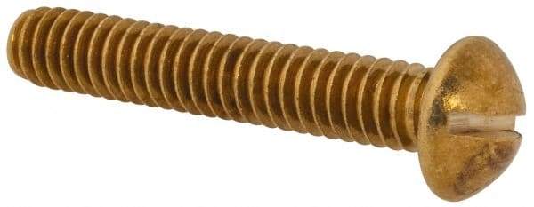 Value Collection - 1/4-20 UNC, 1-1/2" Length Under Head Slotted Drive Machine Screw - Round Head, Brass, Without Washer - Eagle Tool & Supply