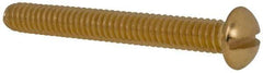 Value Collection - 1/4-20 UNC, 2" Length Under Head Slotted Drive Machine Screw - Round Head, Brass, Without Washer - Eagle Tool & Supply