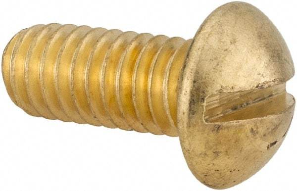 Value Collection - 5/16-18 UNC, 3/4" Length Under Head Slotted Drive Machine Screw - Round Head, Brass, Uncoated, Without Washer - Eagle Tool & Supply