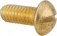 Value Collection - 5/16-18 UNC, 3/4" Length Under Head Slotted Drive Machine Screw - Round Head, Brass, Uncoated, Without Washer - Eagle Tool & Supply