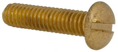 Made in USA - 5/16-18 UNC, 1-1/4" Length Under Head Slotted Drive Machine Screw - Round Head, Brass, Uncoated, Without Washer - Eagle Tool & Supply