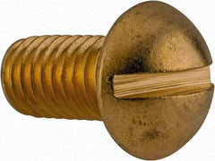 Value Collection - 3/8-16 UNC, 3/4" Length Under Head Slotted Drive Machine Screw - Round Head, Brass, Uncoated, Without Washer - Eagle Tool & Supply