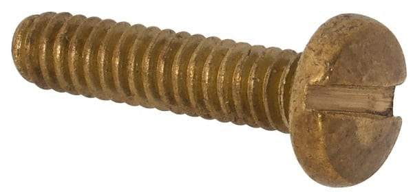 Made in USA - #2-56 UNC, 3/8" Length Under Head Slotted Drive Machine Screw - Binding Head, Brass, Uncoated, Without Washer - Eagle Tool & Supply