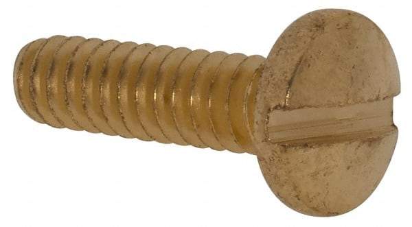 Value Collection - #6-32 UNC, 1/2" Length Under Head Slotted Drive Machine Screw - Binding Head, Brass, Uncoated, Without Washer - Eagle Tool & Supply