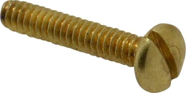 Made in USA - #6-32 UNC, 3/4" Length Under Head Slotted Drive Machine Screw - Binding Head, Brass, Uncoated, Without Washer - Eagle Tool & Supply