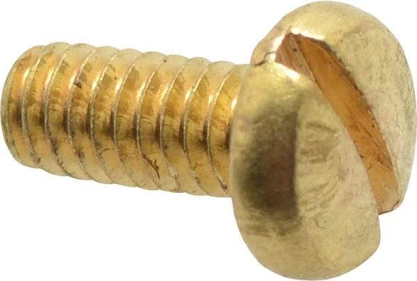 Made in USA - #8-32 UNC, 3/8" Length Under Head Slotted Drive Machine Screw - Binding Head, Brass, Uncoated, Without Washer - Eagle Tool & Supply