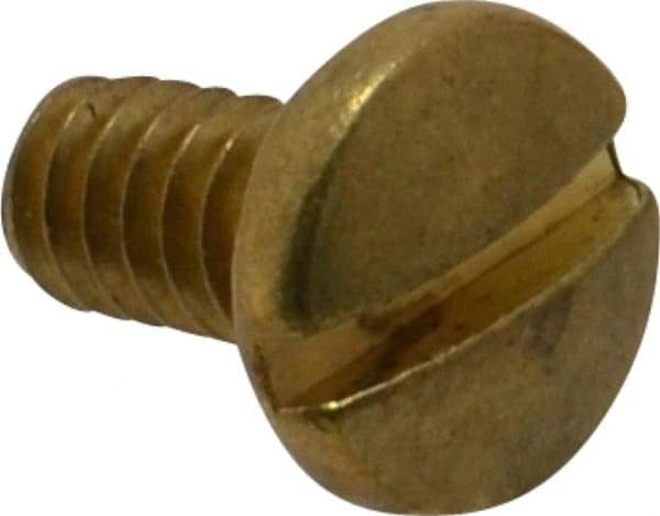 Value Collection - #10-24 UNC, 3/8" Length Under Head Slotted Drive Machine Screw - Binding Head, Brass, Uncoated, Without Washer - Eagle Tool & Supply