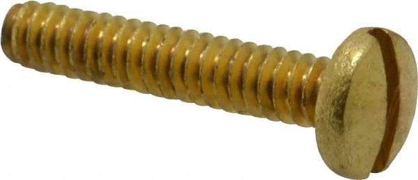 Value Collection - #10-24 UNC, 1" Length Under Head Slotted Drive Machine Screw - Binding Head, Brass, Uncoated, Without Washer - Eagle Tool & Supply