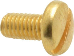 Value Collection - #10-32 UNF, 3/8" Length Under Head Slotted Drive Machine Screw - Binding Head, Brass, Uncoated, Without Washer - Eagle Tool & Supply
