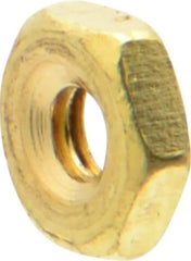 Value Collection - #2-56 UNC Brass Right Hand Machine Screw Hex Nut - 3/16" Across Flats, 1/16" High, Uncoated - Eagle Tool & Supply