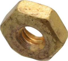 Value Collection - #4-40 UNC Brass Right Hand Machine Screw Hex Nut - 1/4" Across Flats, 3/32" High, Uncoated - Eagle Tool & Supply