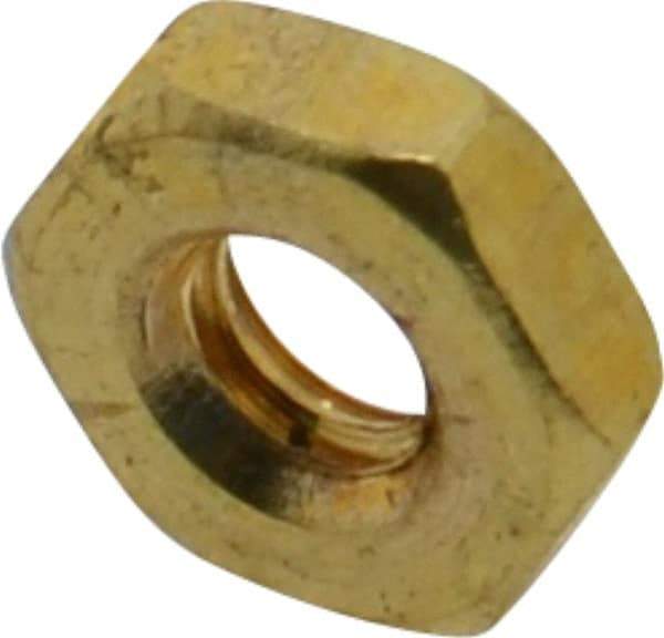 Value Collection - #10-24 UNC Brass Right Hand Machine Screw Hex Nut - 3/8" Across Flats, 1/8" High, Uncoated - Eagle Tool & Supply