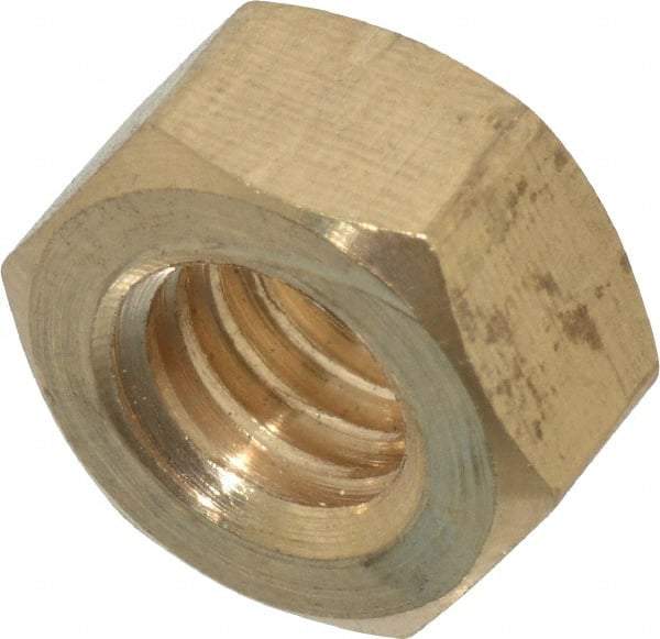 Value Collection - 5/16-18 UNC Brass Right Hand Hex Nut - 1/2" Across Flats, 17/64" High, Uncoated - Eagle Tool & Supply