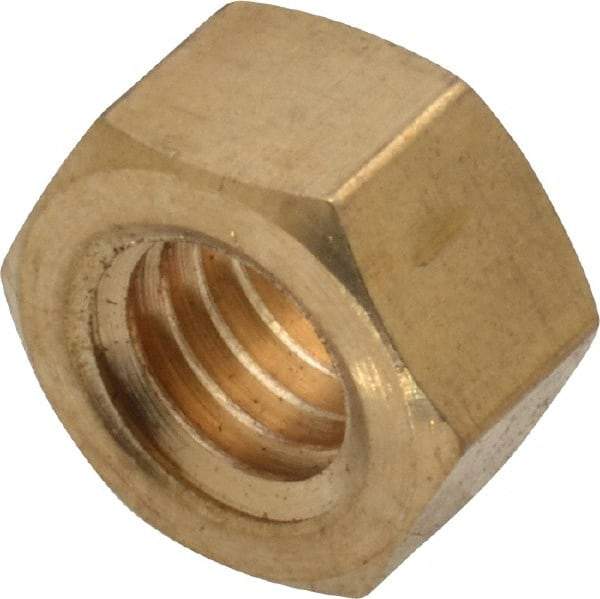 Value Collection - 3/8-16 UNC Brass Right Hand Hex Nut - 9/16" Across Flats, 21/64" High, Uncoated - Eagle Tool & Supply