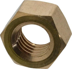 Value Collection - 1/2-13 UNC Brass Right Hand Hex Nut - 3/4" Across Flats, 7/16" High, Uncoated - Eagle Tool & Supply