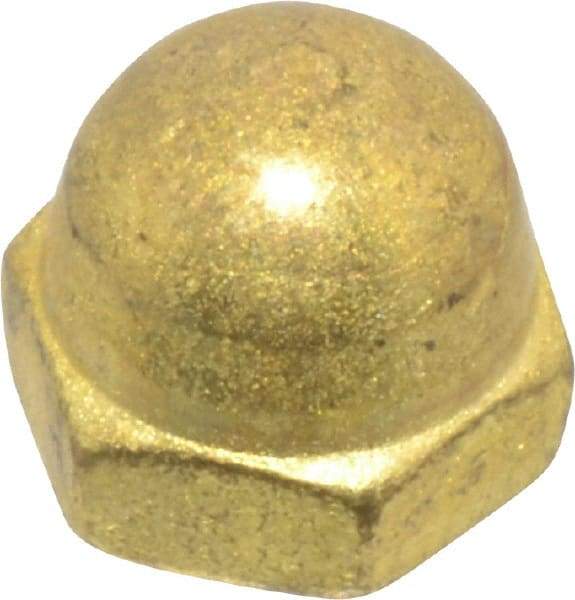 Value Collection - #6-32 UNC, 5/16" Width Across Flats, Uncoated, Brass Acorn Nut - 1/4" Overall Height - Eagle Tool & Supply