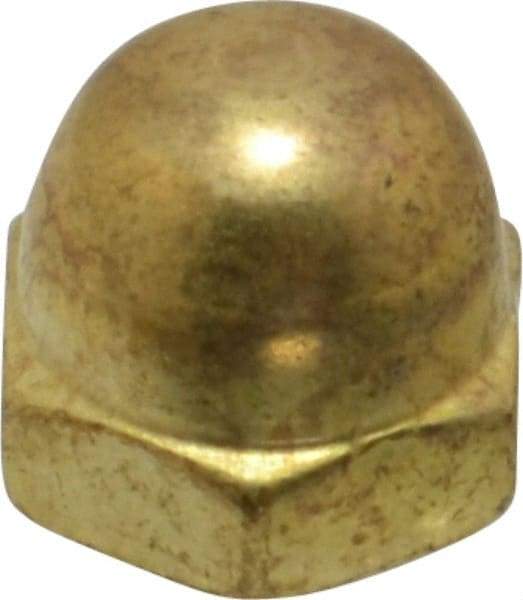 Value Collection - #10-24 UNC, 3/8" Width Across Flats, Uncoated, Brass Acorn Nut - 9/32" Overall Height - Eagle Tool & Supply