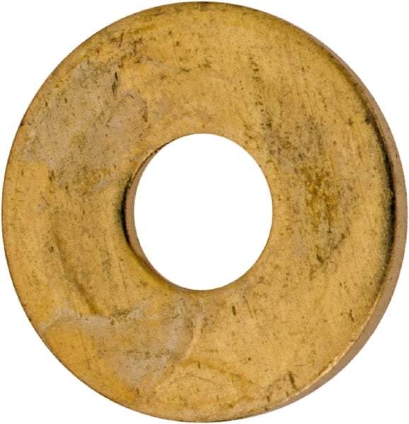 Value Collection - #6 Screw, Brass Standard Flat Washer - 0.147" ID x 3/8" OD, 0.032" Thick, Plain Finish - Eagle Tool & Supply