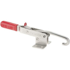 De-Sta-Co - 1,000 Lb Capacity, Horizontal, J Hook, Flanged Base, Stainless Steel Pull Action Latch Clamp - 6.13" Drawing Movement, 13.45" OAL, Straight Handle - Eagle Tool & Supply