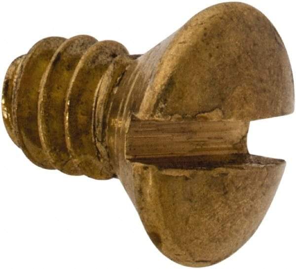 Value Collection - #6-32 UNC, 1/4" OAL Slotted Drive Machine Screw - Oval Head, Brass, Uncoated, Without Washer - Eagle Tool & Supply