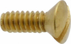 Value Collection - #6-32 UNC, 3/8" OAL Slotted Drive Machine Screw - Oval Head, Brass, Uncoated, Without Washer - Eagle Tool & Supply