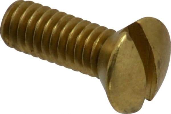 Value Collection - #8-32 UNC, 1/2" OAL Slotted Drive Machine Screw - Oval Head, Brass, Uncoated, Without Washer - Eagle Tool & Supply