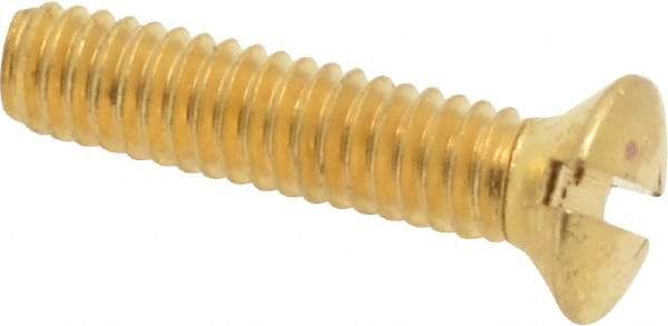 Value Collection - #8-32 UNC, 3/4" OAL Slotted Drive Machine Screw - Oval Head, Brass, Uncoated, Without Washer - Eagle Tool & Supply